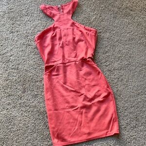 Elegant Coral Sleeveless Dress